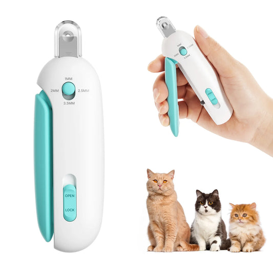 Potaroma Adjustable Cat Nail Clipper with Integrated Nail File | Safe Trimming Tool for Kittens and Indoor Cats | Anti-Splash Claw Cutter for Pet Grooming (Blue)