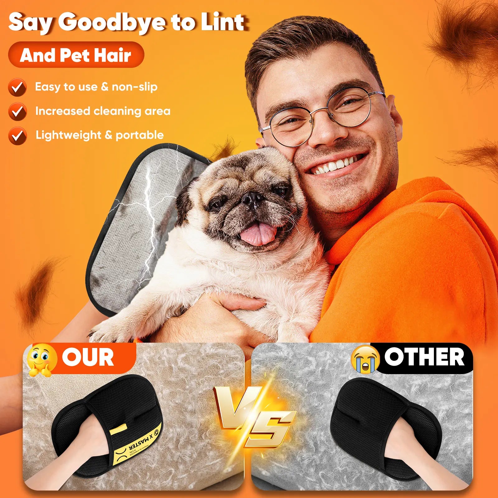 Premium Electrostatic Pet Hair Removal Gloves - Reusable Mitt for Cats and Dogs, Ideal for Upholstery, Carpets, and Car Seats
