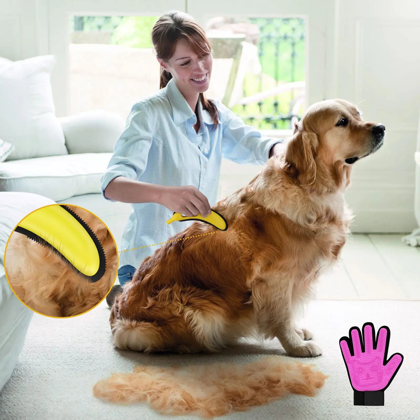 Cat Hair Remover, Adjustable Pet Hair Remover, Pet Cleaning Brush with Hanging Ring, Power Broom, Pet Hair Remover Tool for Carpets Floor Use, Valentine'S Day Gift, Hair Removal