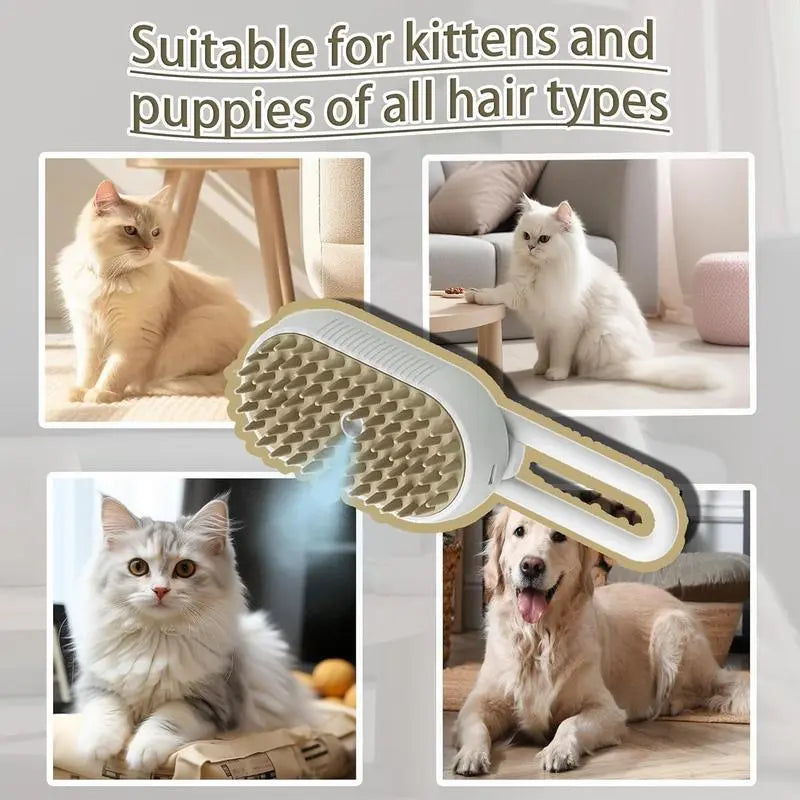 3-in-1 Adjustable Pet Steam Brush and Hair Remover for Cats and Dogs