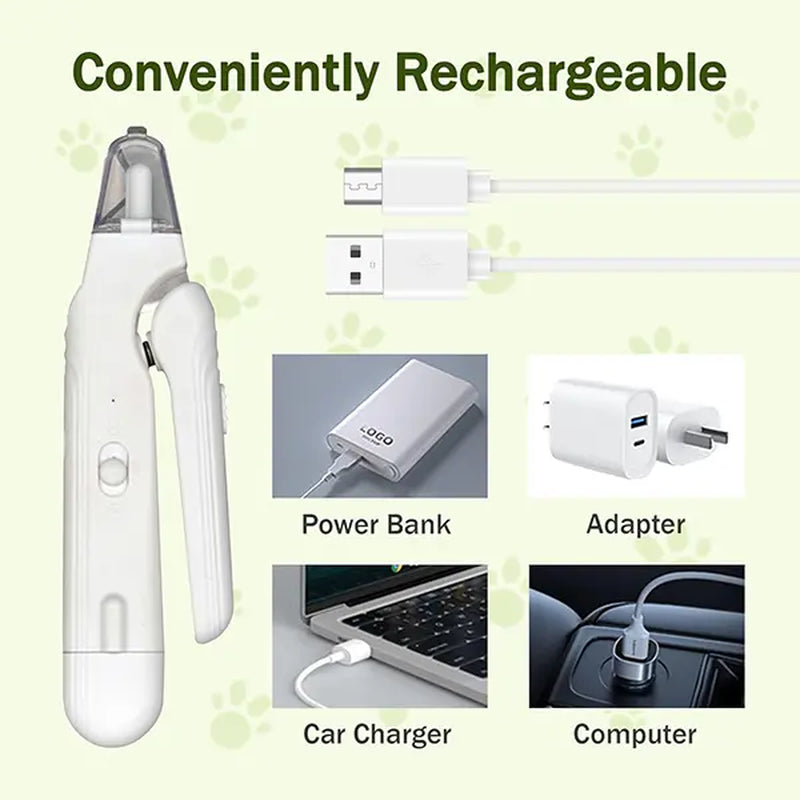 Summervibes Petlovers 2-In-1 Pet Nail Clipper and Grinder, Dog Nail Clipper Trimmer, Ultra Quiet Electric Nail Set, Rechargeable, Suitable for Trimming Toes and Claws of Dogs and Cats of All Sizes