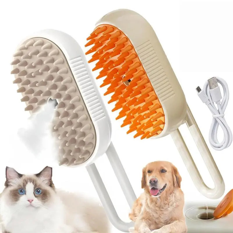3-in-1 Adjustable Pet Steam Brush and Hair Remover for Cats and Dogs
