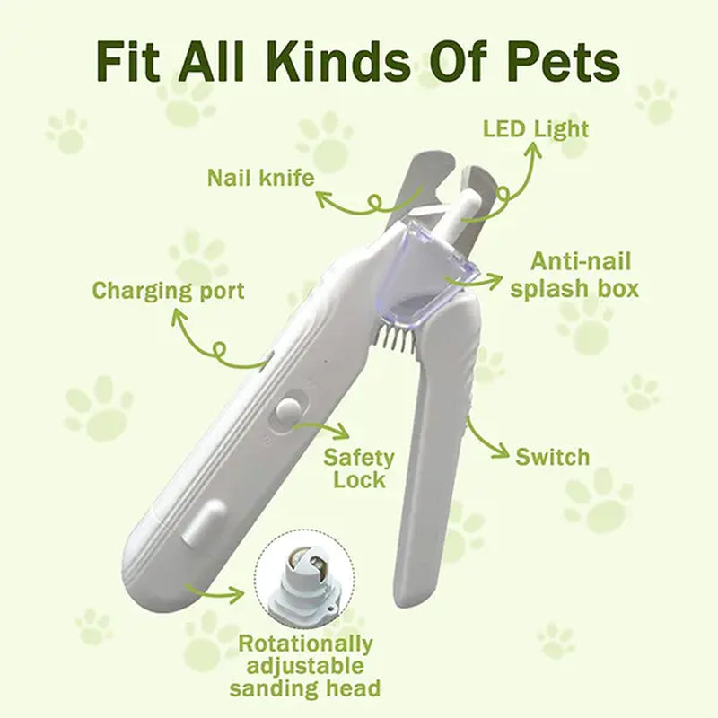 Summervibes Petlovers 2-In-1 Pet Nail Clipper and Grinder, Dog Nail Clipper Trimmer, Ultra Quiet Electric Nail Set, Rechargeable, Suitable for Trimming Toes and Claws of Dogs and Cats of All Sizes