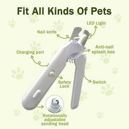Summervibes Petlovers 2-In-1 Pet Nail Clipper and Grinder, Dog Nail Clipper Trimmer, Ultra Quiet Electric Nail Set, Rechargeable, Suitable for Trimming Toes and Claws of Dogs and Cats of All Sizes