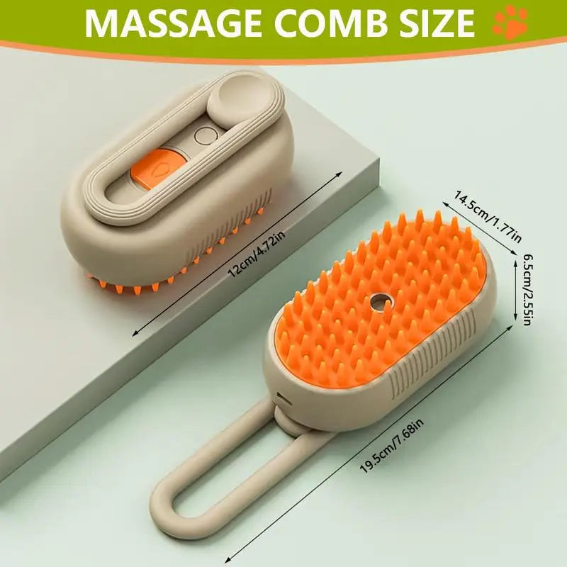 3-in-1 Adjustable Pet Steam Brush and Hair Remover for Cats and Dogs