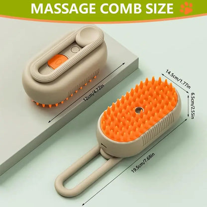3-in-1 Adjustable Pet Steam Brush and Hair Remover for Cats and Dogs