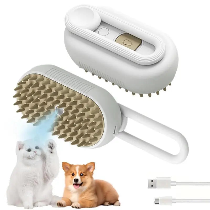 3-in-1 Adjustable Pet Steam Brush and Hair Remover for Cats and Dogs